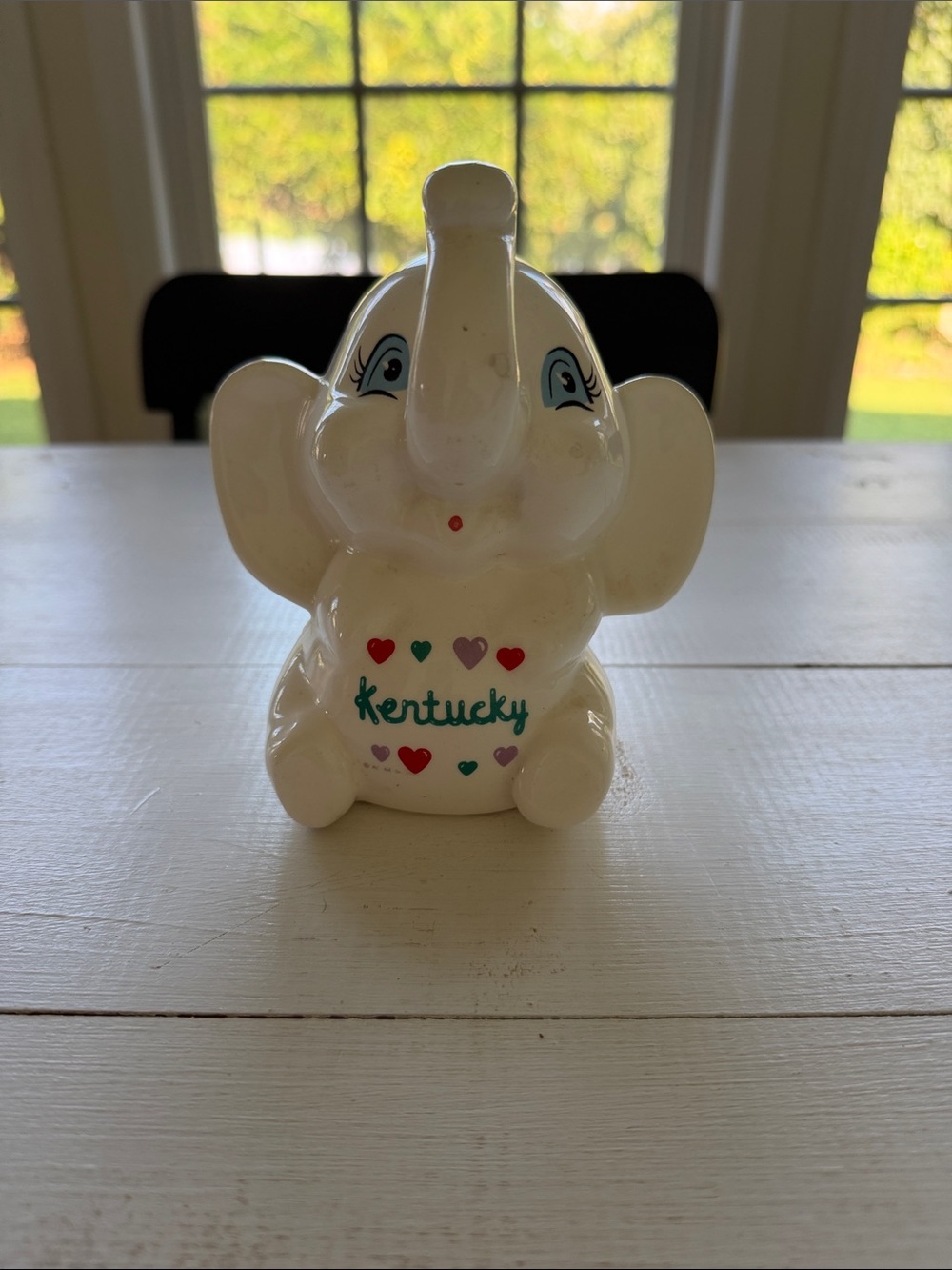 Vintage White Kentucky Elephant Figurine Bank